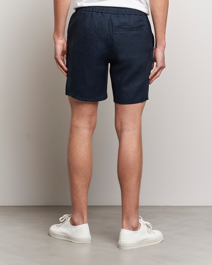 Herr | Shorts | A Day's March | Ipu Drawstring Linen Shorts Navy