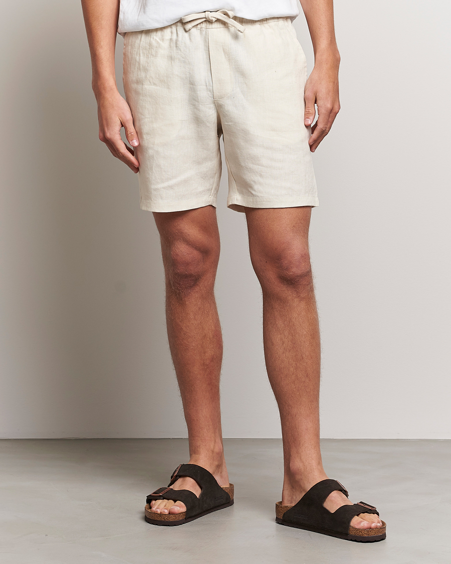 Herr | Shorts | A Day's March | Ipu Drawstring Linen Shorts Oyster