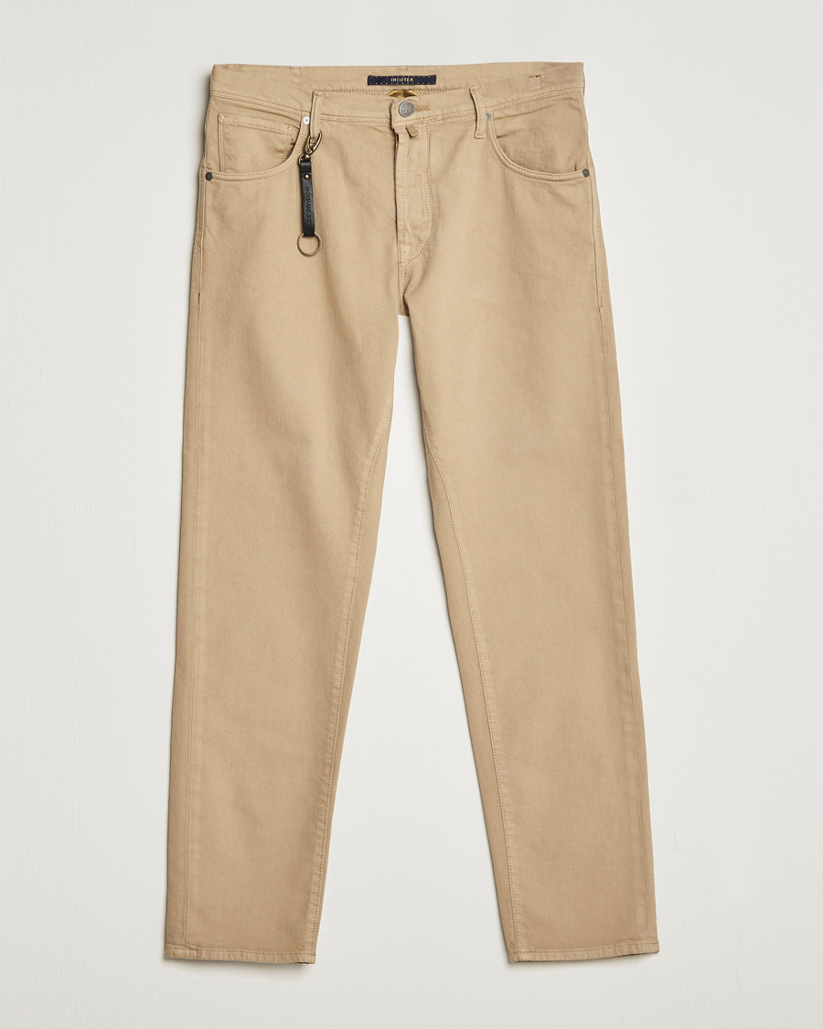 Herr | Byxor | Incotex | Cotton Stretch 5-Pocket Pants Beige
