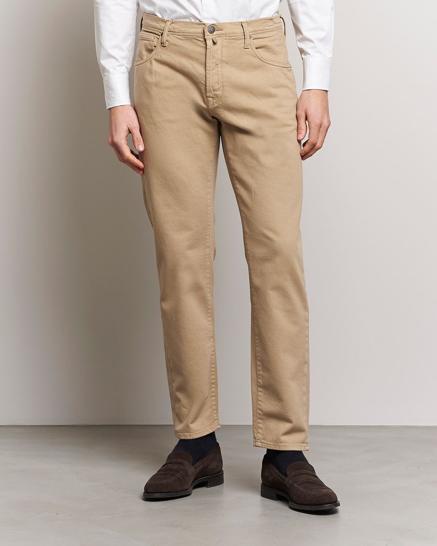 Herr | Byxor | Incotex | Cotton Stretch 5-Pocket Pants Beige
