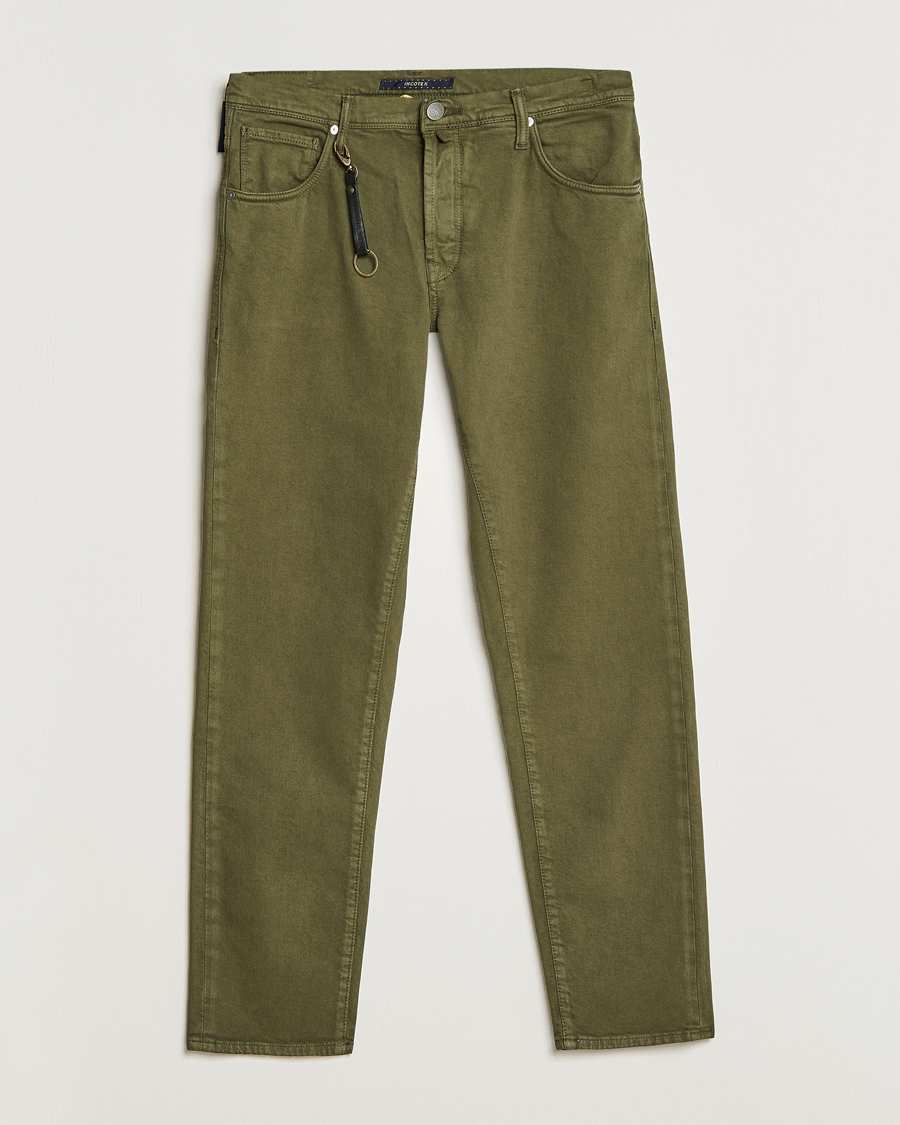 Herr | Byxor | Incotex | Cotton Stretch 5-Pocket Pants Military Green