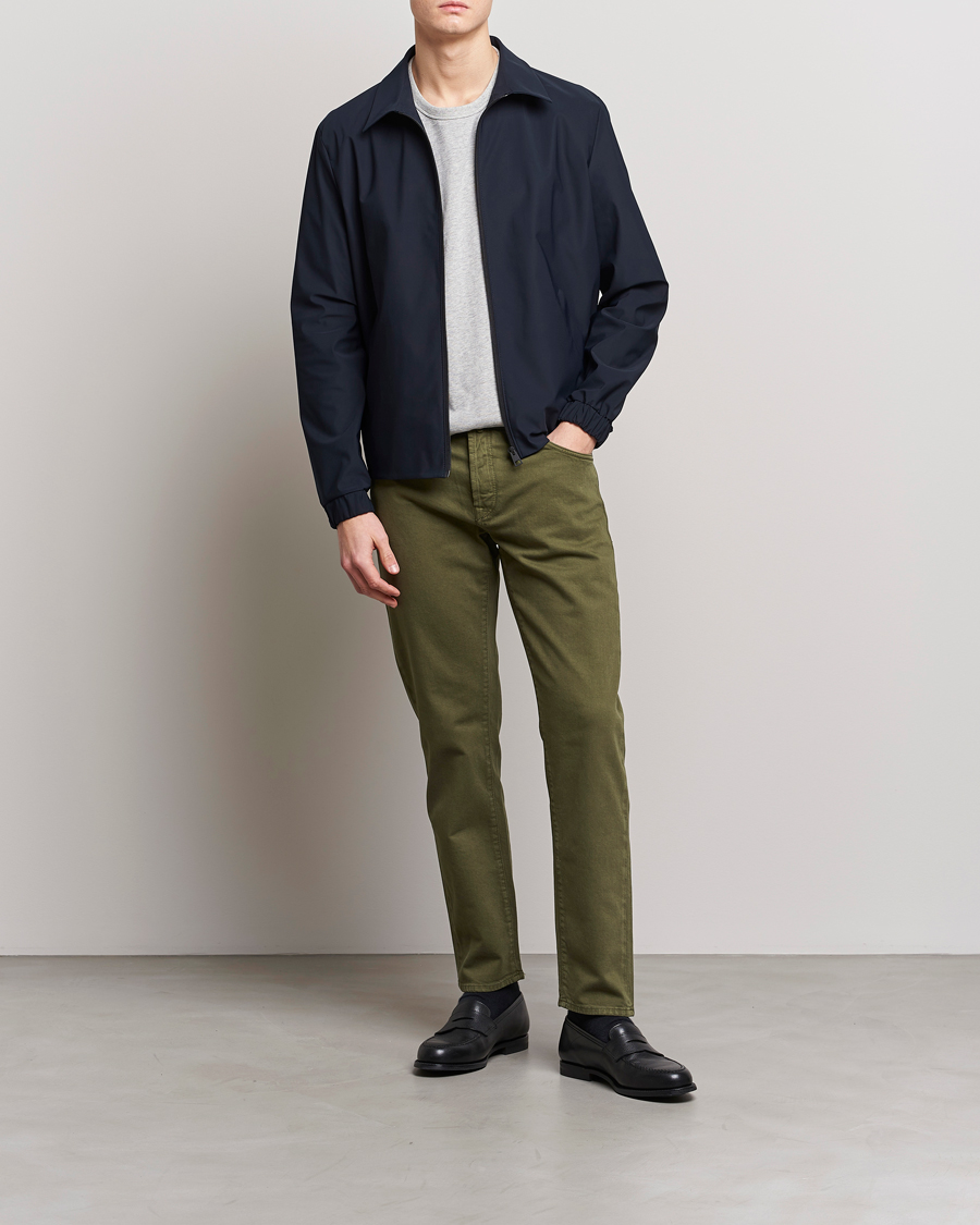 Herr | Byxor | Incotex | Cotton Stretch 5-Pocket Pants Military Green