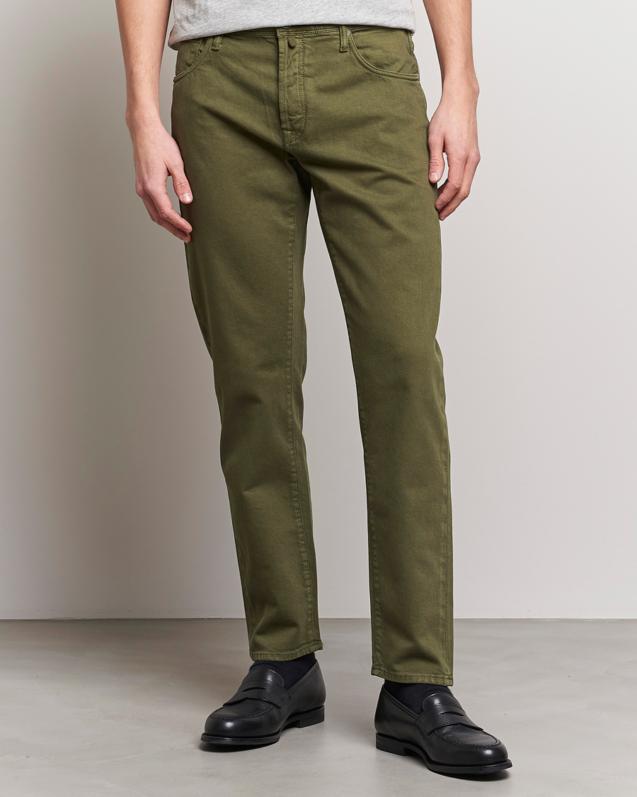 Herr | 5-ficksbyxor | Incotex | Cotton Stretch 5-Pocket Pants Military Green