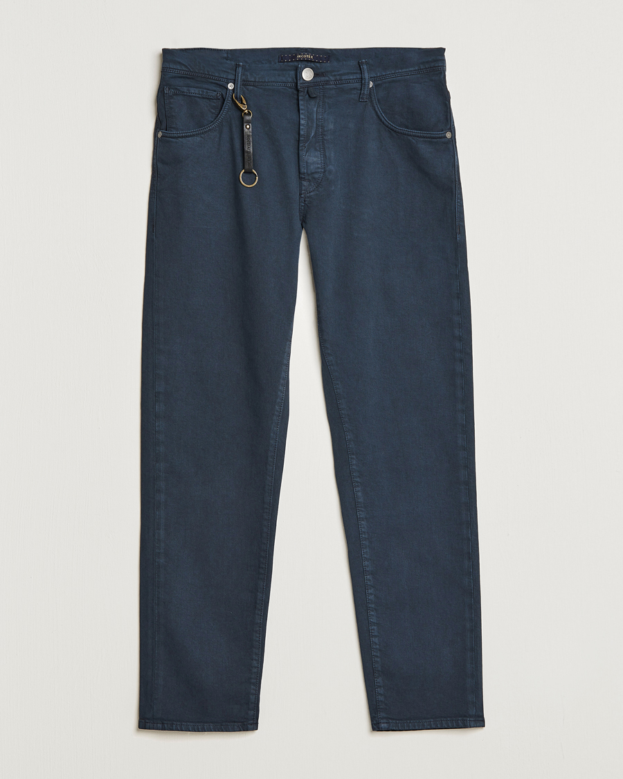 Herr | Byxor | Incotex | Cotton Stretch 5-Pocket Pants Navy