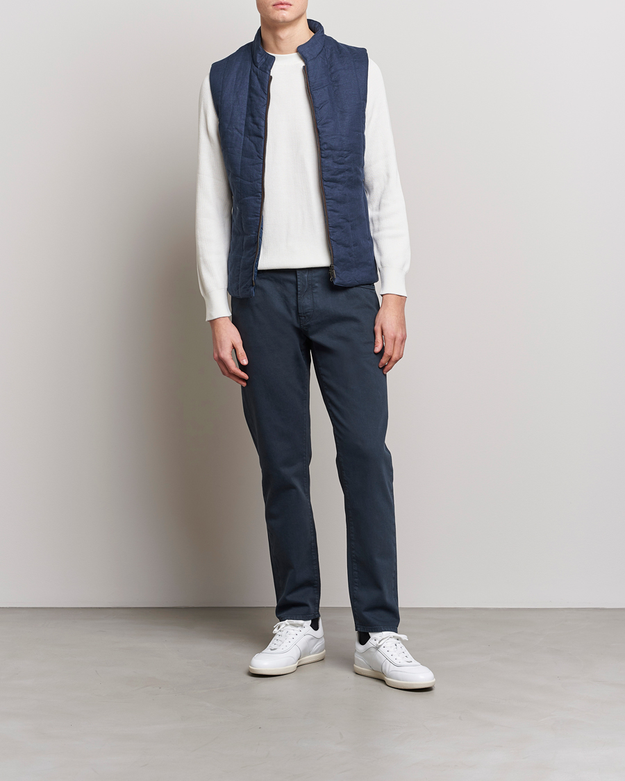 Herr | Byxor | Incotex | Cotton Stretch 5-Pocket Pants Navy