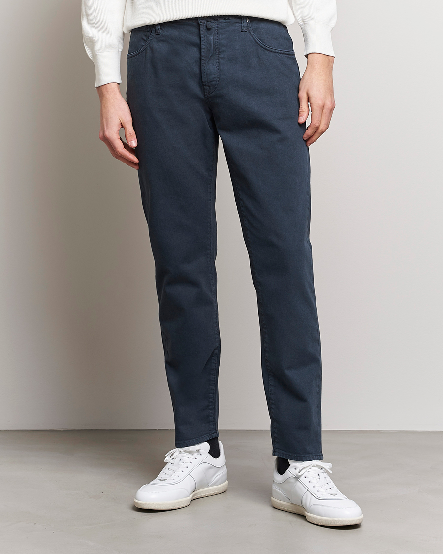Herr | Byxor | Incotex | Cotton Stretch 5-Pocket Pants Navy