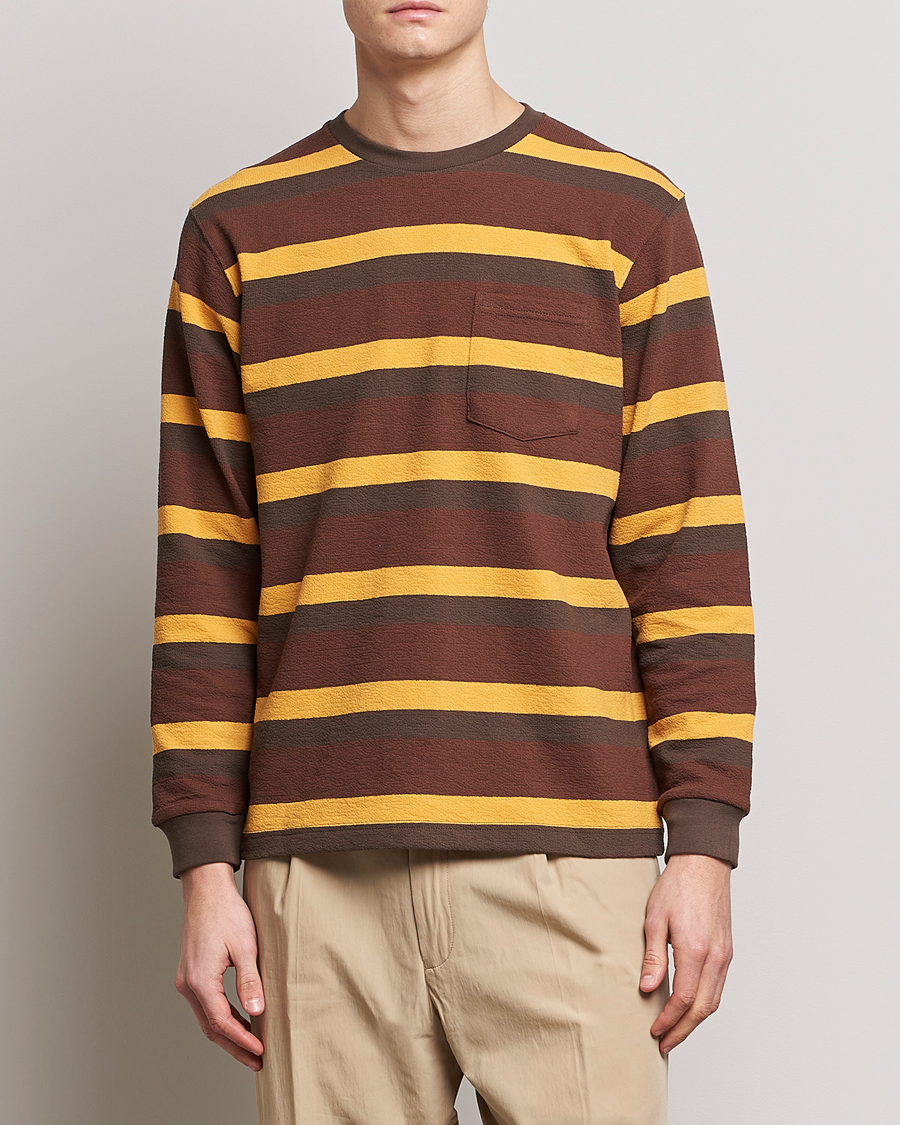 Herr | BEAMS PLUS | BEAMS PLUS | Long Sleeve Striped Pocket Tee Brown