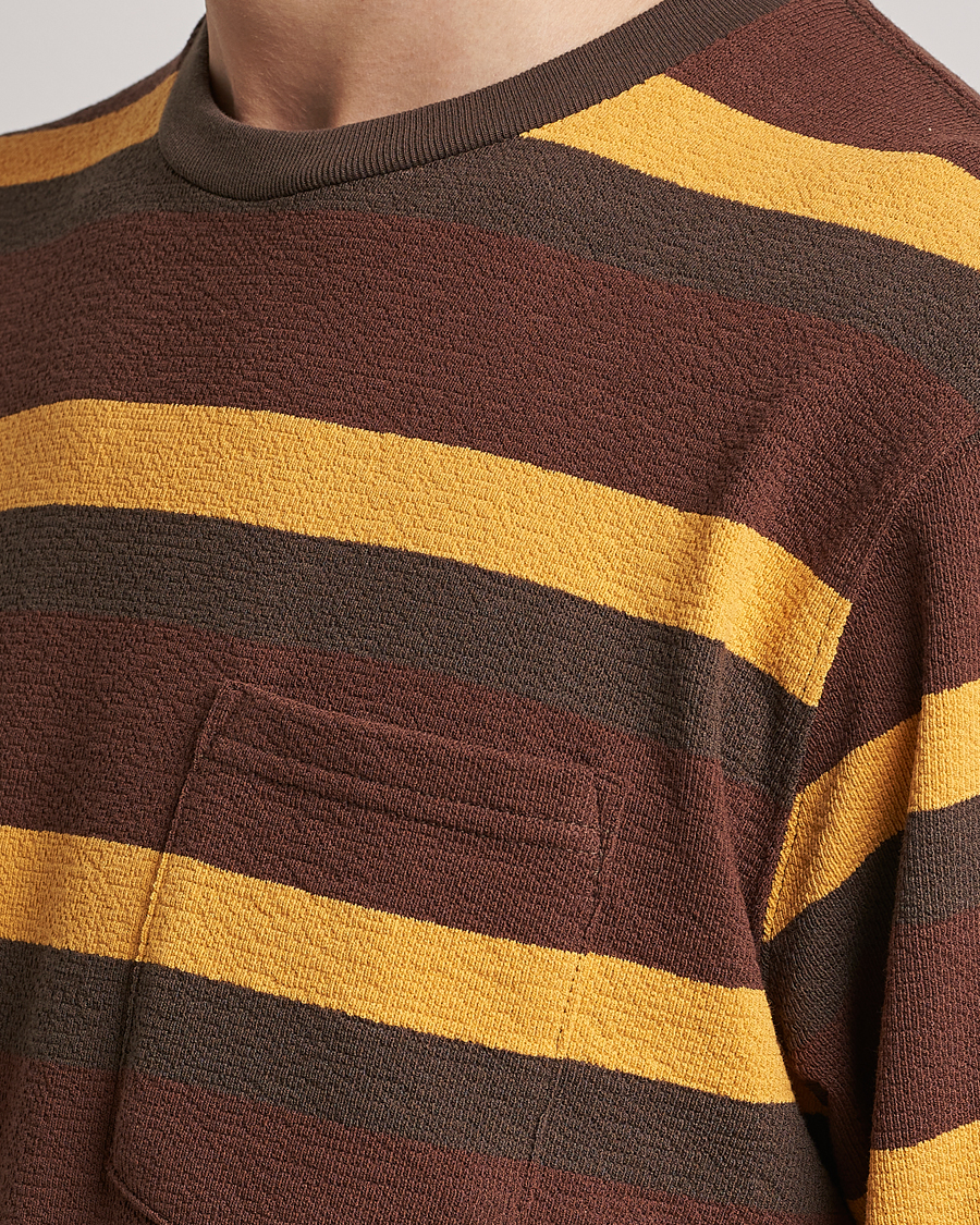 Herr | T-Shirts | BEAMS PLUS | Long Sleeve Striped Pocket Tee Brown
