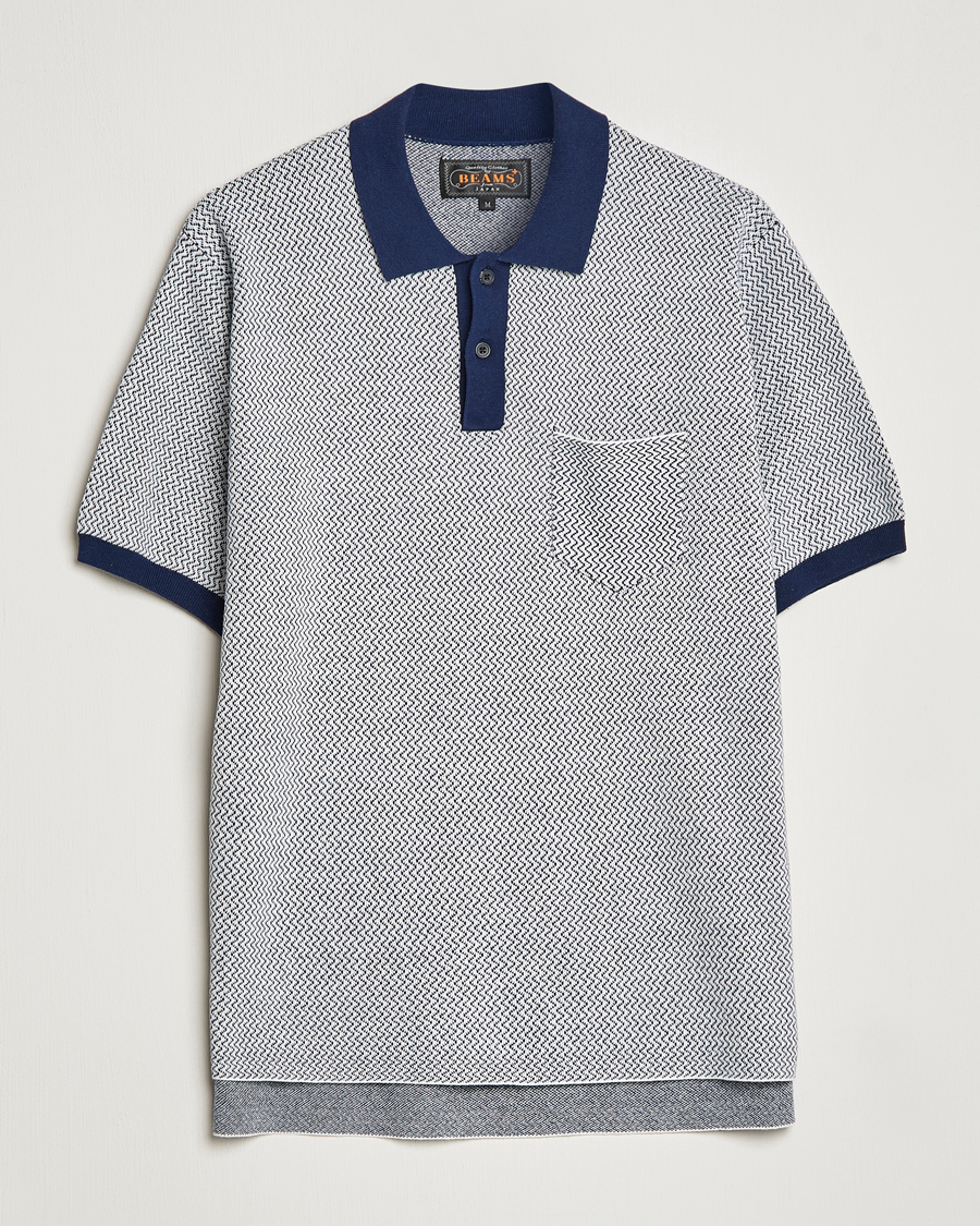 Herr | Pikéer | BEAMS PLUS | Two-Tone Jacquard Polo Navy