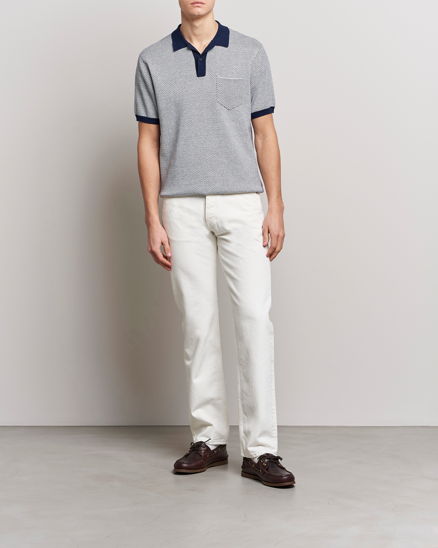 Herr | Pikéer | BEAMS PLUS | Two-Tone Jacquard Polo Navy