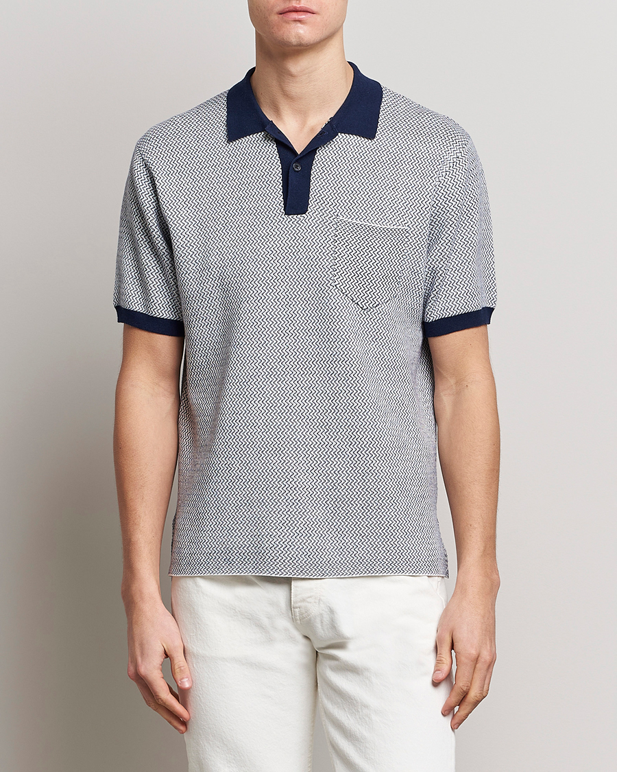 Herr | Pikéer | BEAMS PLUS | Two-Tone Jacquard Polo Navy
