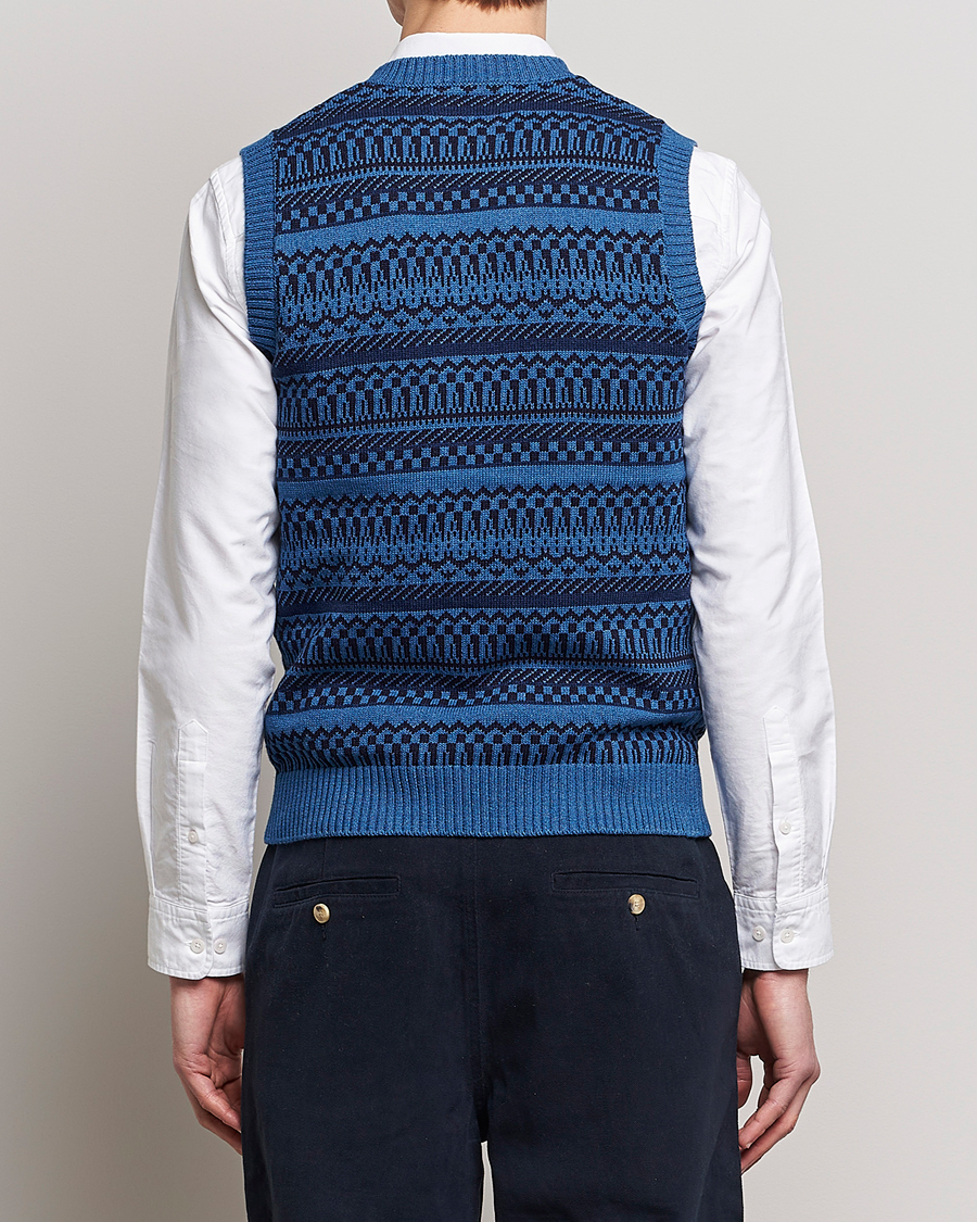 Herr | Tröjor | BEAMS PLUS | Knit Fairisle Vest Navy