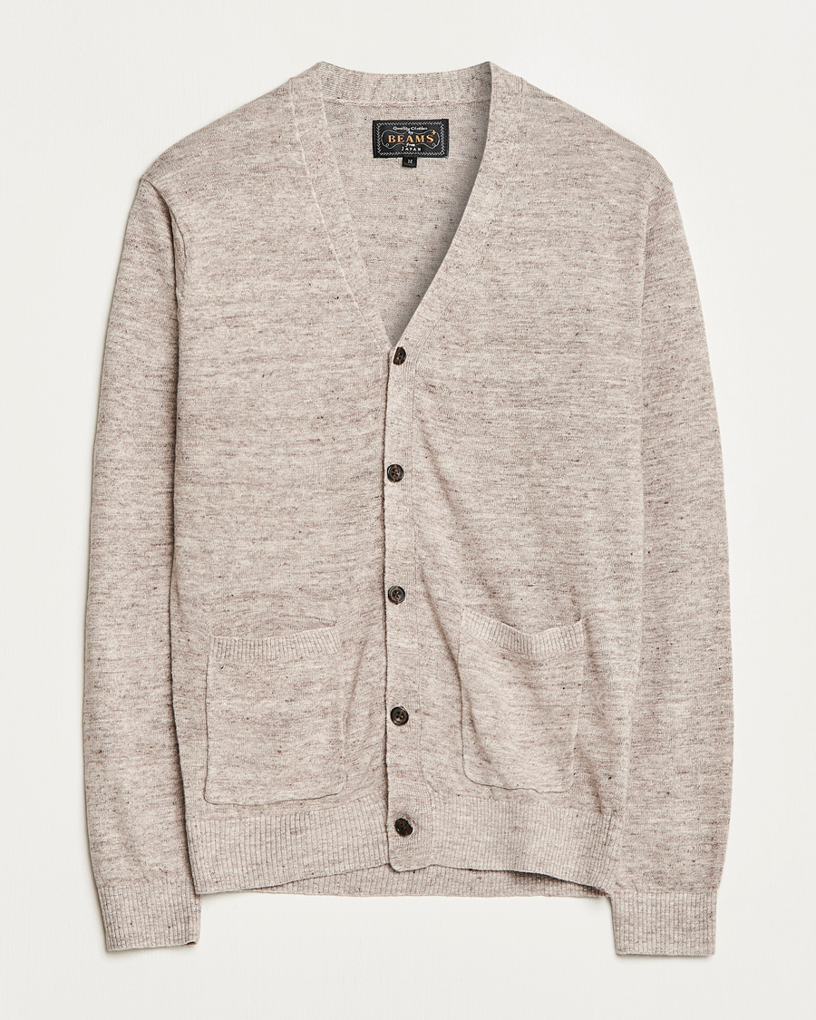 Herr | Tröjor | BEAMS PLUS | Linen Cardigan Beige