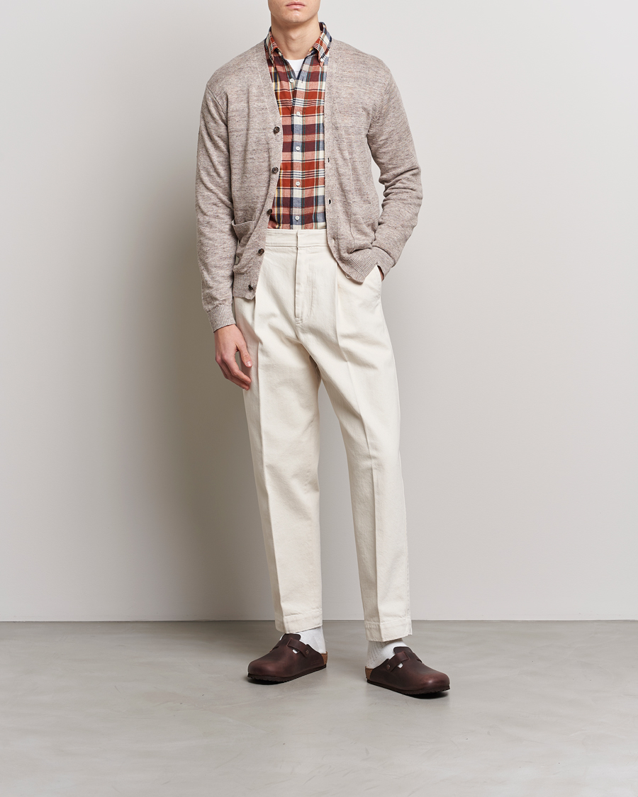 Herr | Tröjor | BEAMS PLUS | Linen Cardigan Beige