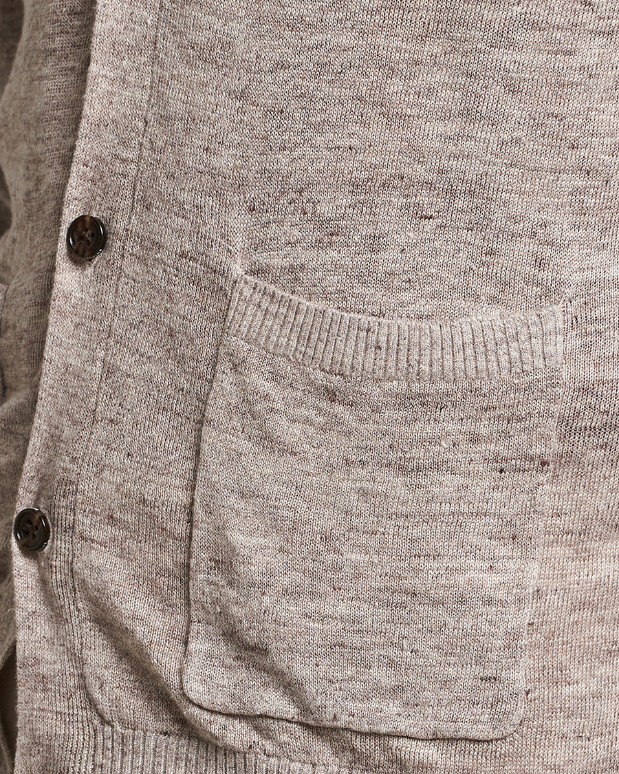 Herr | Tröjor | BEAMS PLUS | Linen Cardigan Beige