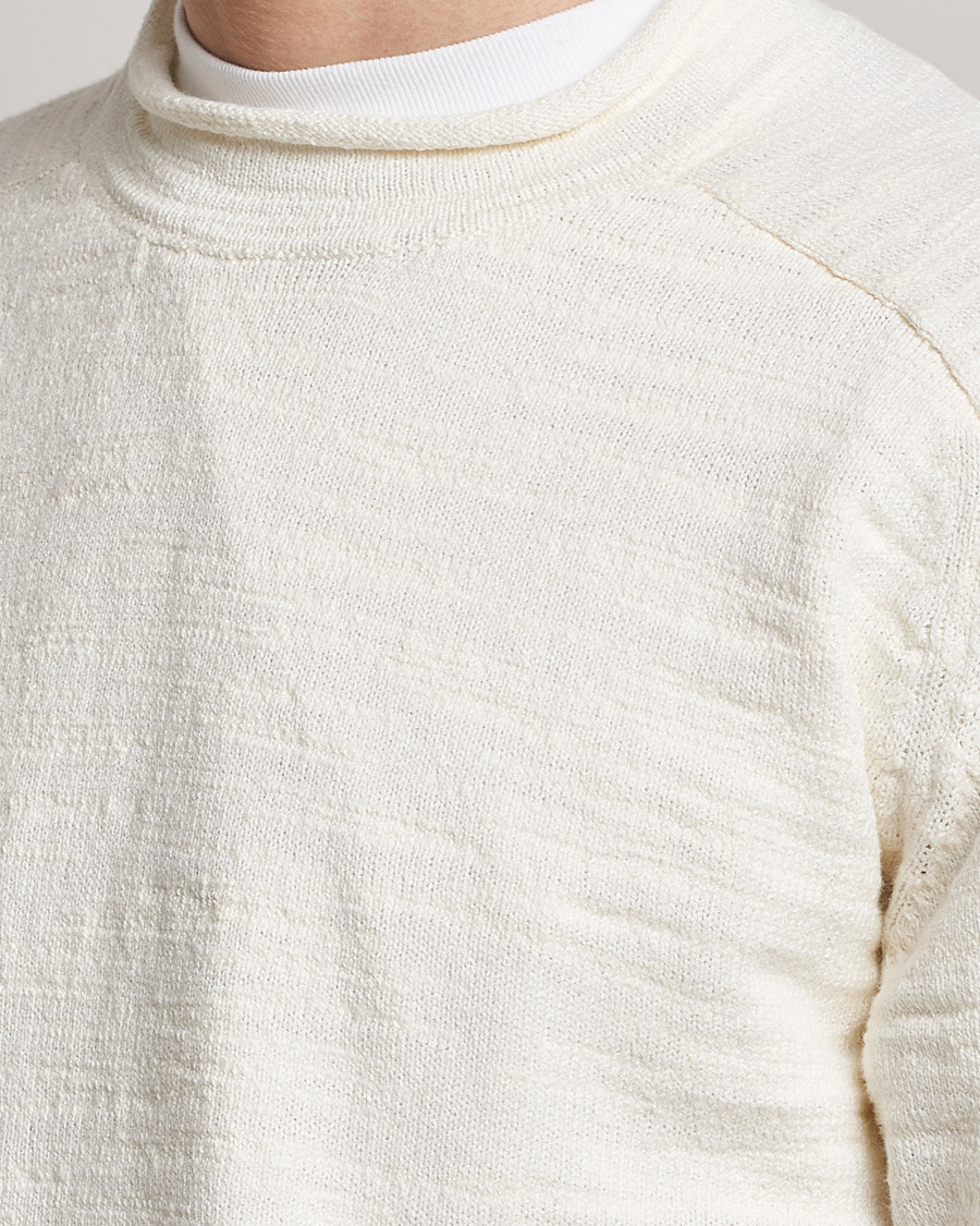 Herr | Tröjor | BEAMS PLUS | Linen Crew Neck Sweater White