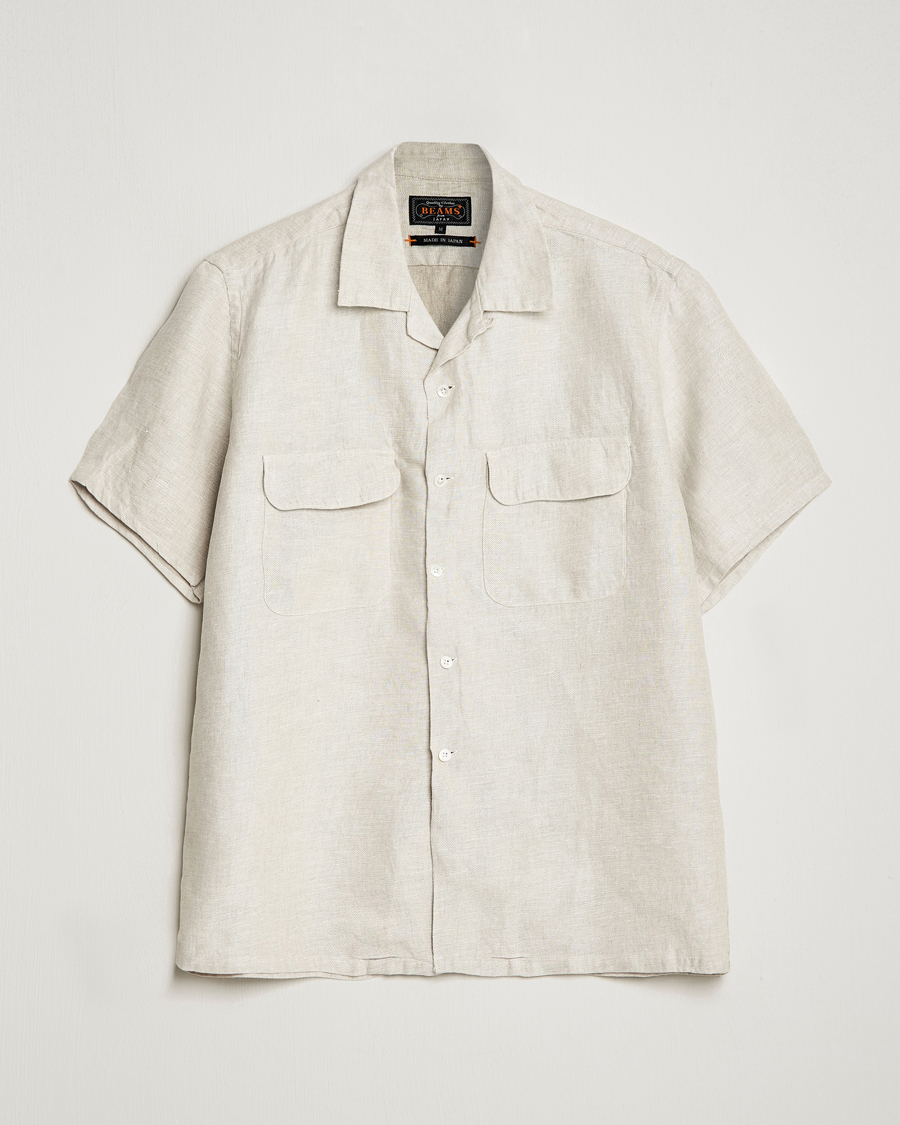 Herr | Skjortor | BEAMS PLUS | Linen/Chambray Camp Shirt Natural