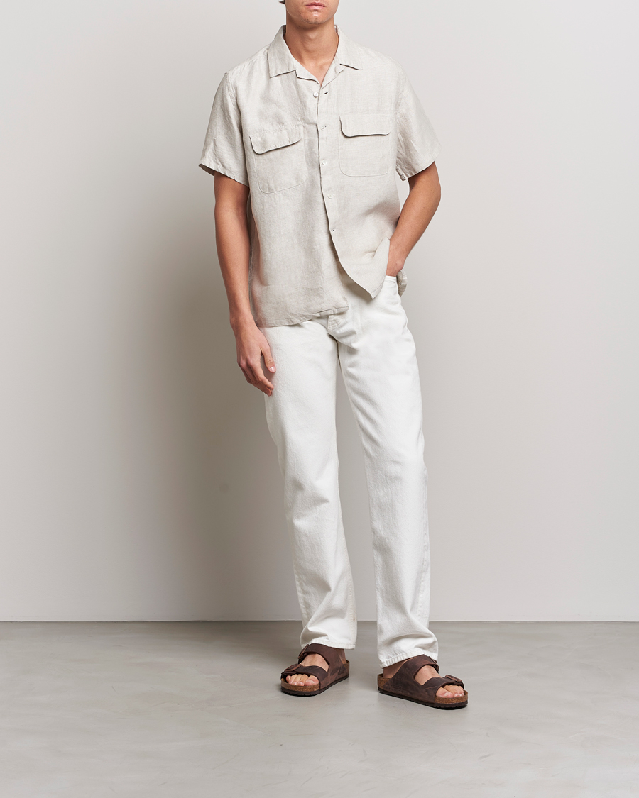 Herr | Skjortor | BEAMS PLUS | Linen/Chambray Camp Shirt Natural