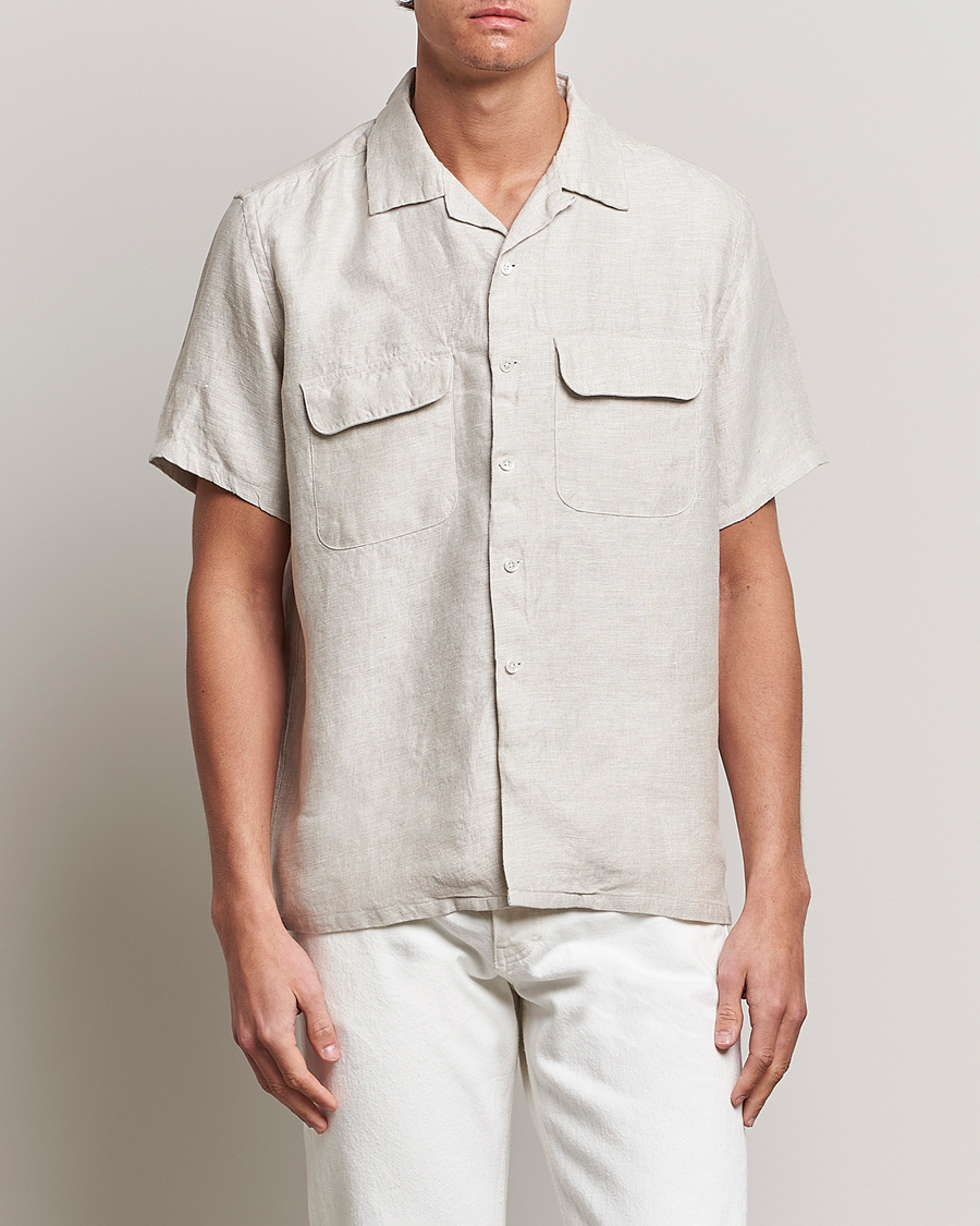 Herr | Skjortor | BEAMS PLUS | Linen/Chambray Camp Shirt Natural