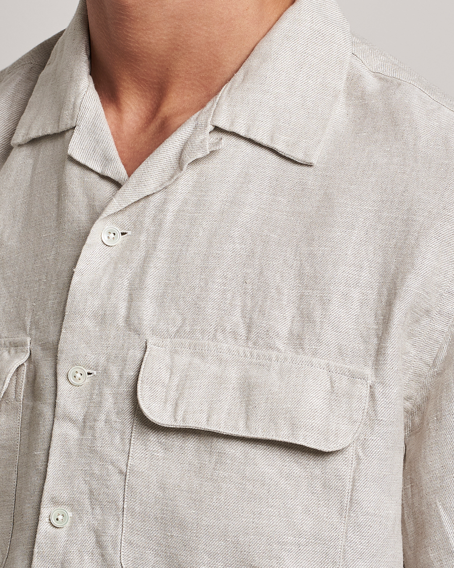 Herr | Skjortor | BEAMS PLUS | Linen/Chambray Camp Shirt Natural