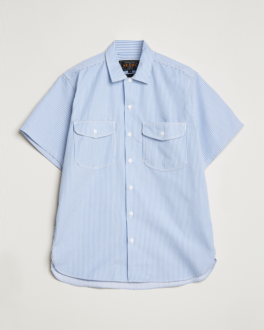 Herr | Skjortor | BEAMS PLUS | Short Sleeve Work Shirt Light Blue