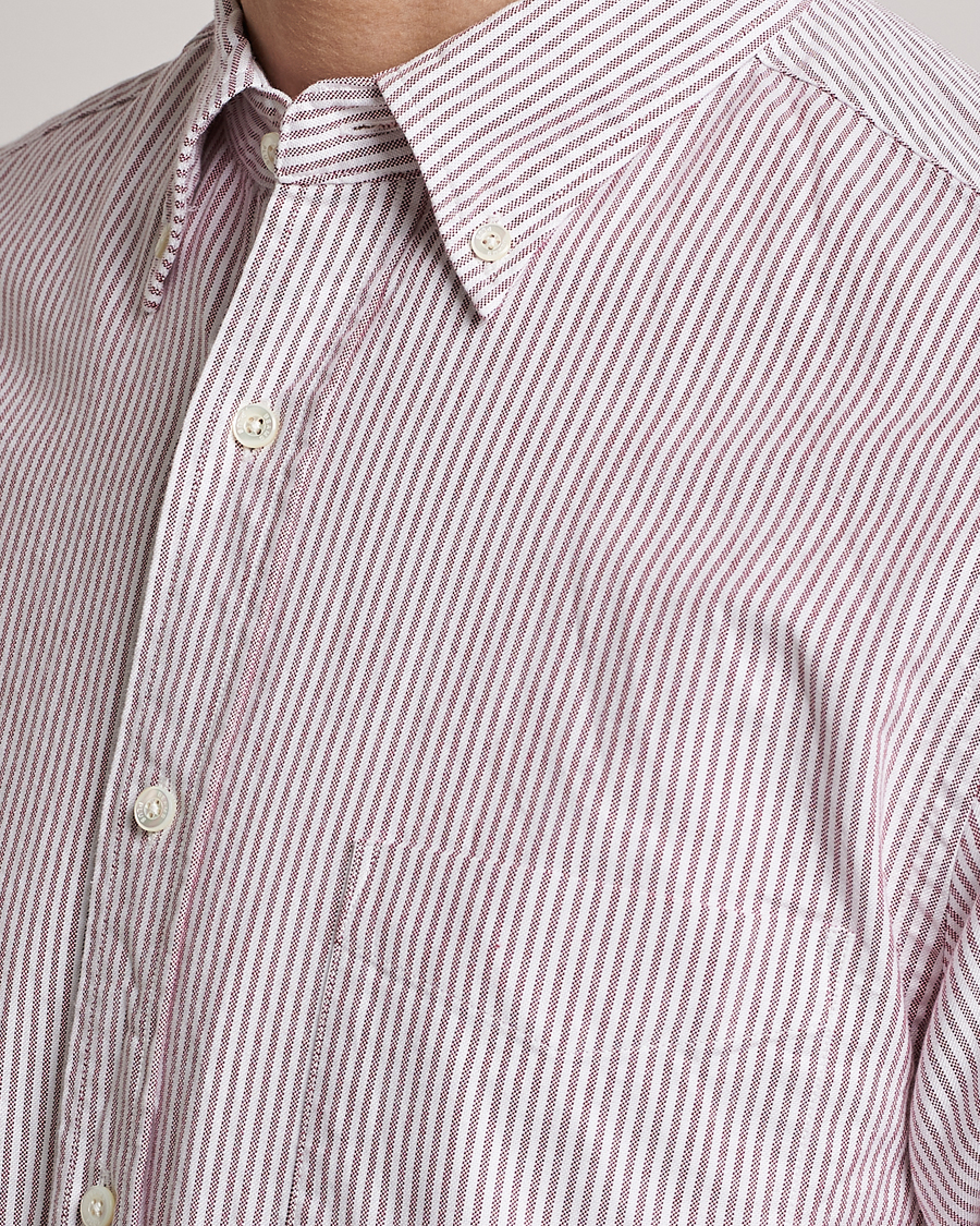 Herr | Skjortor | BEAMS PLUS | Oxford Button Down Shirt Wine Stripe