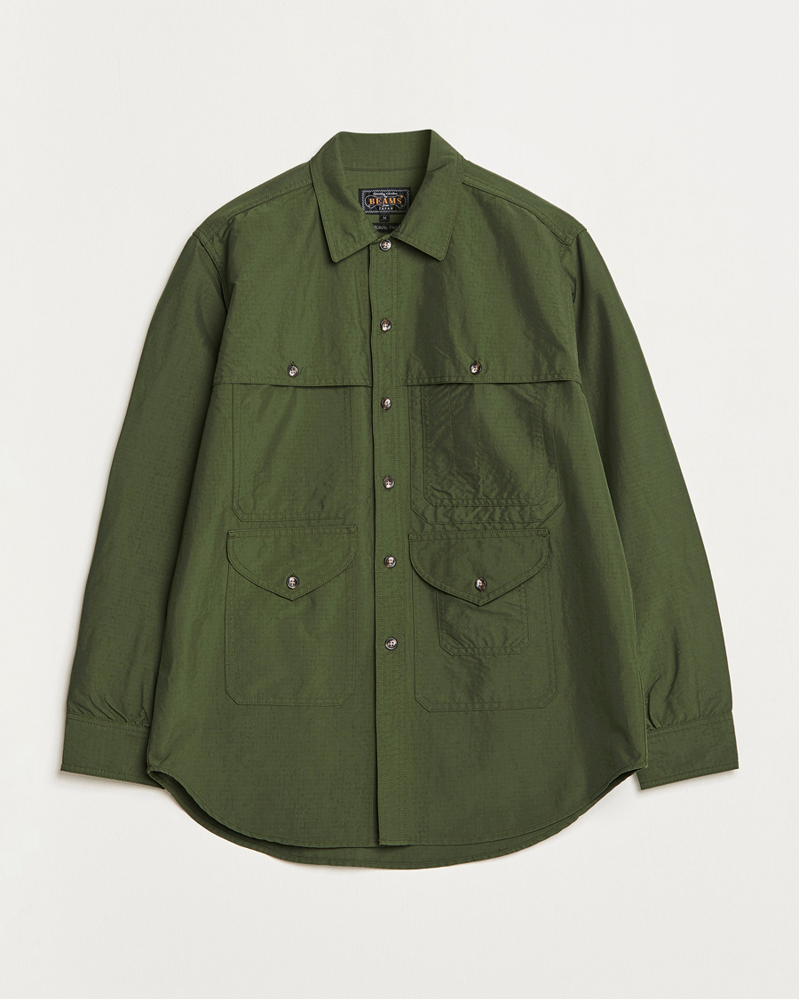 Herr | Skjortor | BEAMS PLUS | Nylon Ripstop Adventure Shirt Olive