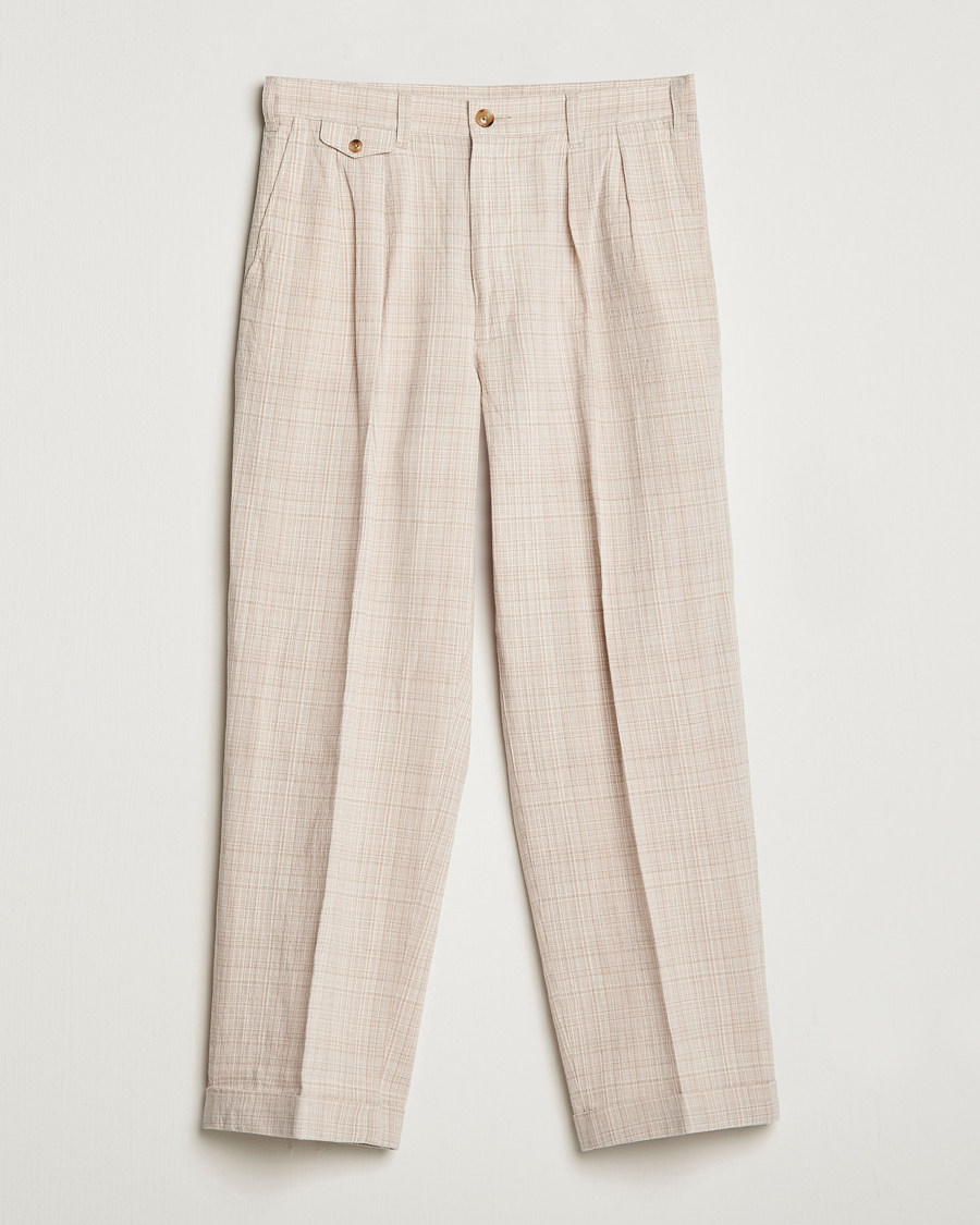 Herr | Byxor | BEAMS PLUS | Cotton/Linen Comfort Trousers Natural