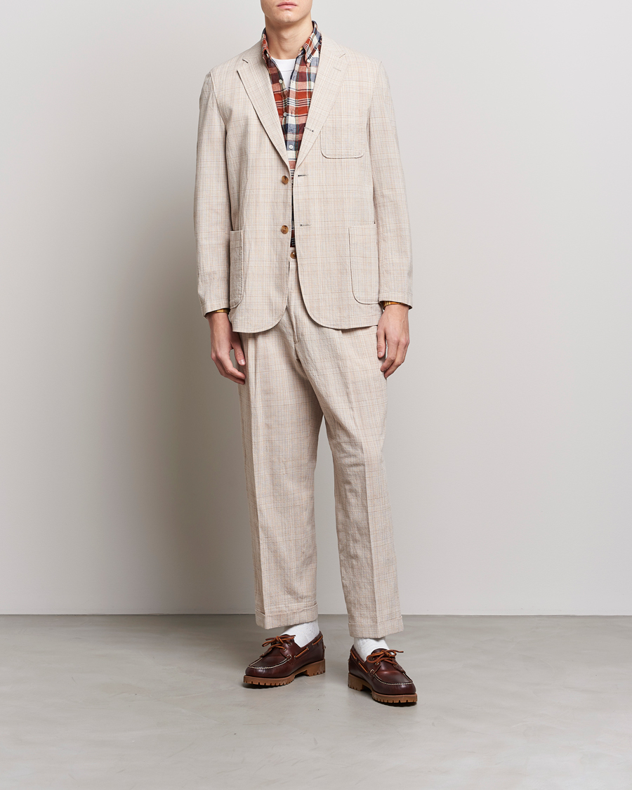 Herr | Byxor | BEAMS PLUS | Cotton/Linen Comfort Trousers Natural