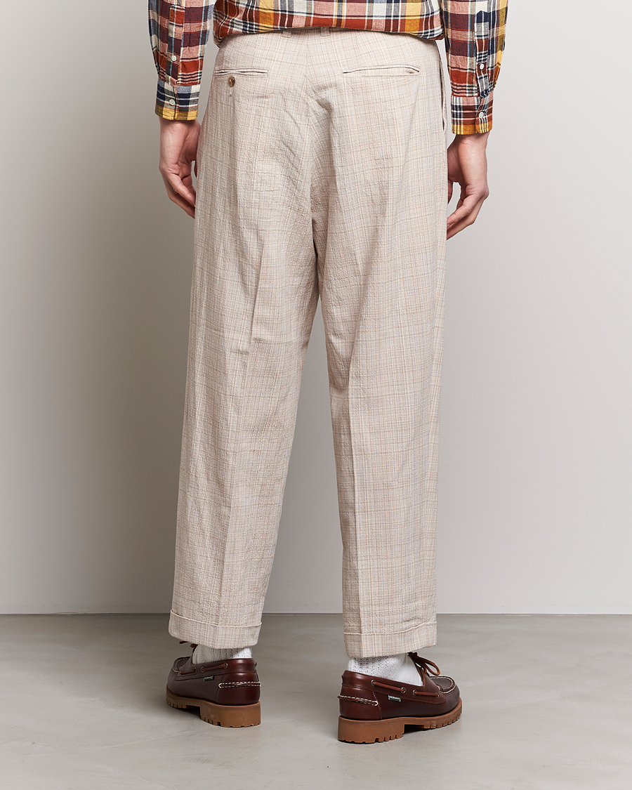 Herr | Byxor | BEAMS PLUS | Cotton/Linen Comfort Trousers Natural