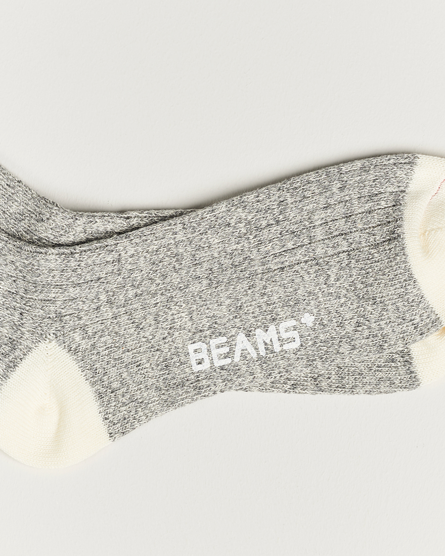 Herr | BEAMS PLUS | BEAMS PLUS | 1/4 Rag Socks Grey/Red