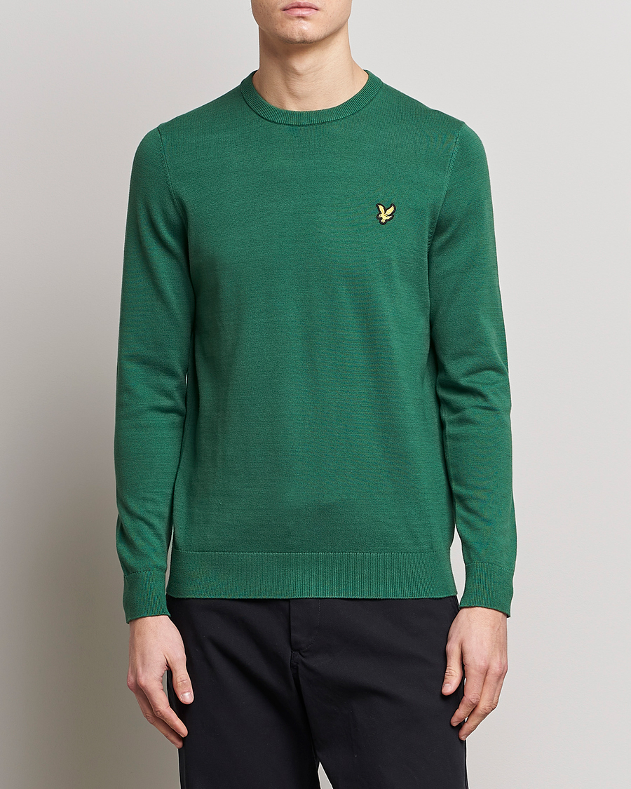 Herr | Pullover rundhals | Lyle & Scott | Crew Neck Cotton Sweater English Green