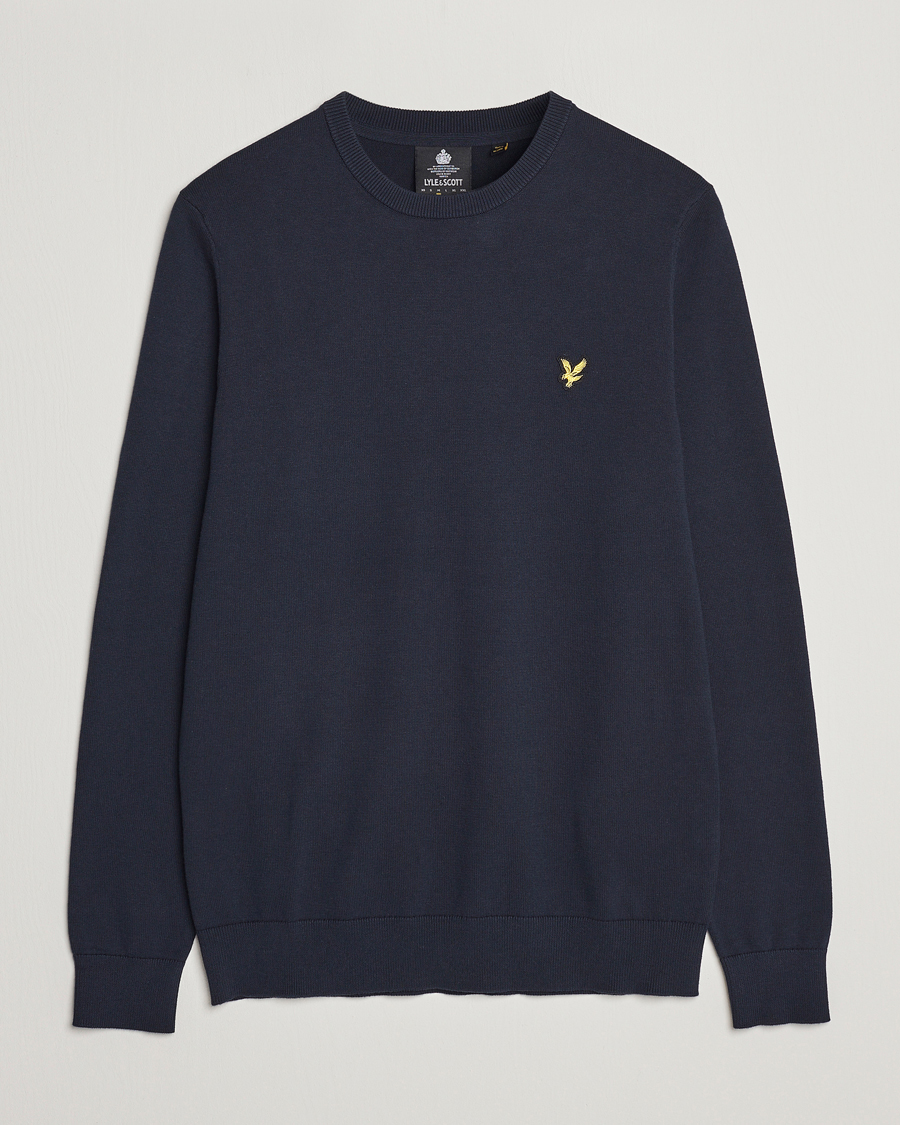 Herr | Tröjor | Lyle & Scott | Crew Neck Cotton Sweater Dark Navy