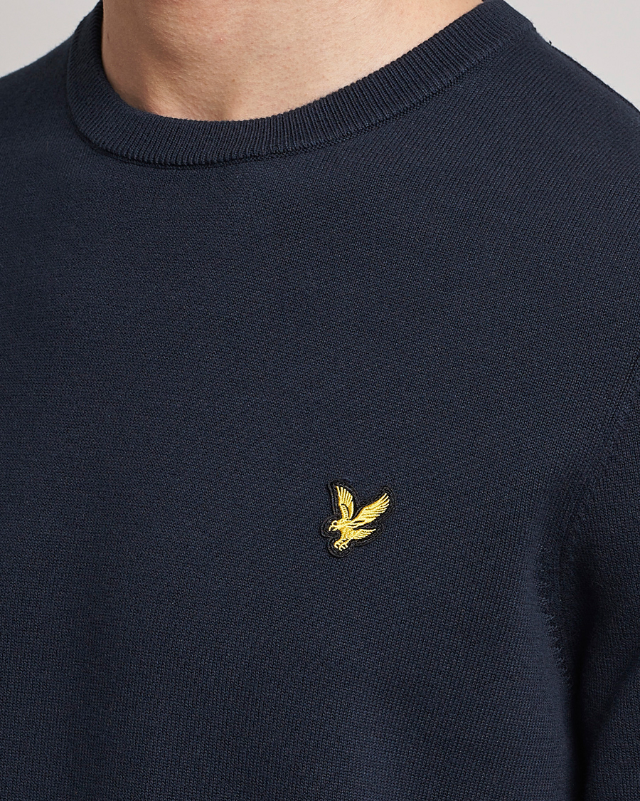 Herr | Tröjor | Lyle & Scott | Crew Neck Cotton Sweater Dark Navy