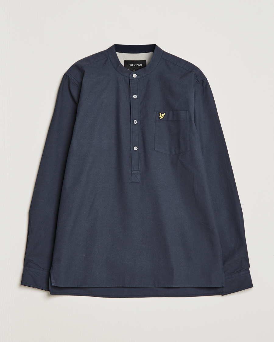 Herr | Skjortor | Lyle & Scott | Marl Grandad Shirt Dark Navy