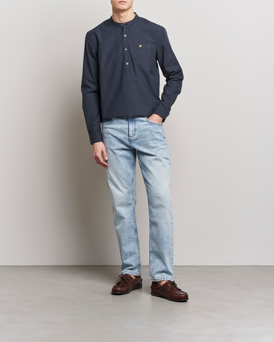 Herr | Skjortor | Lyle & Scott | Marl Grandad Shirt Dark Navy