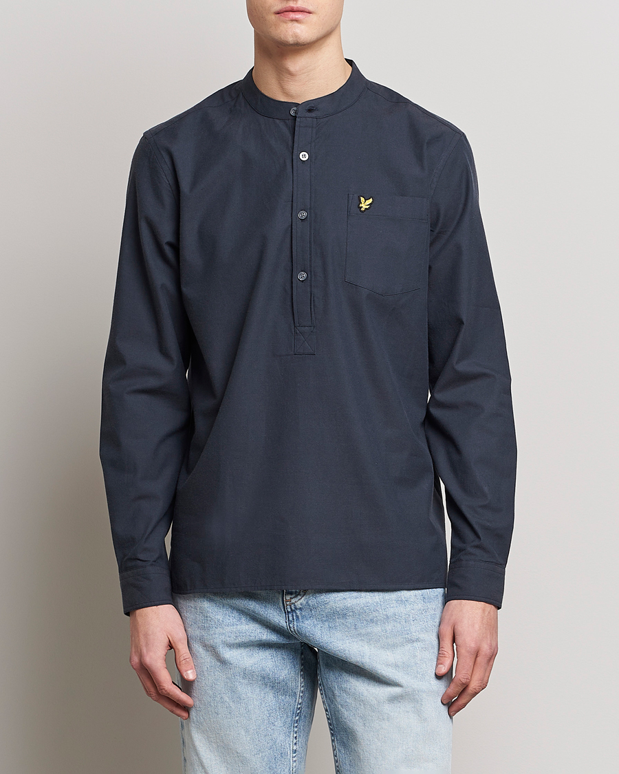 Herr | Skjortor | Lyle & Scott | Marl Grandad Shirt Dark Navy