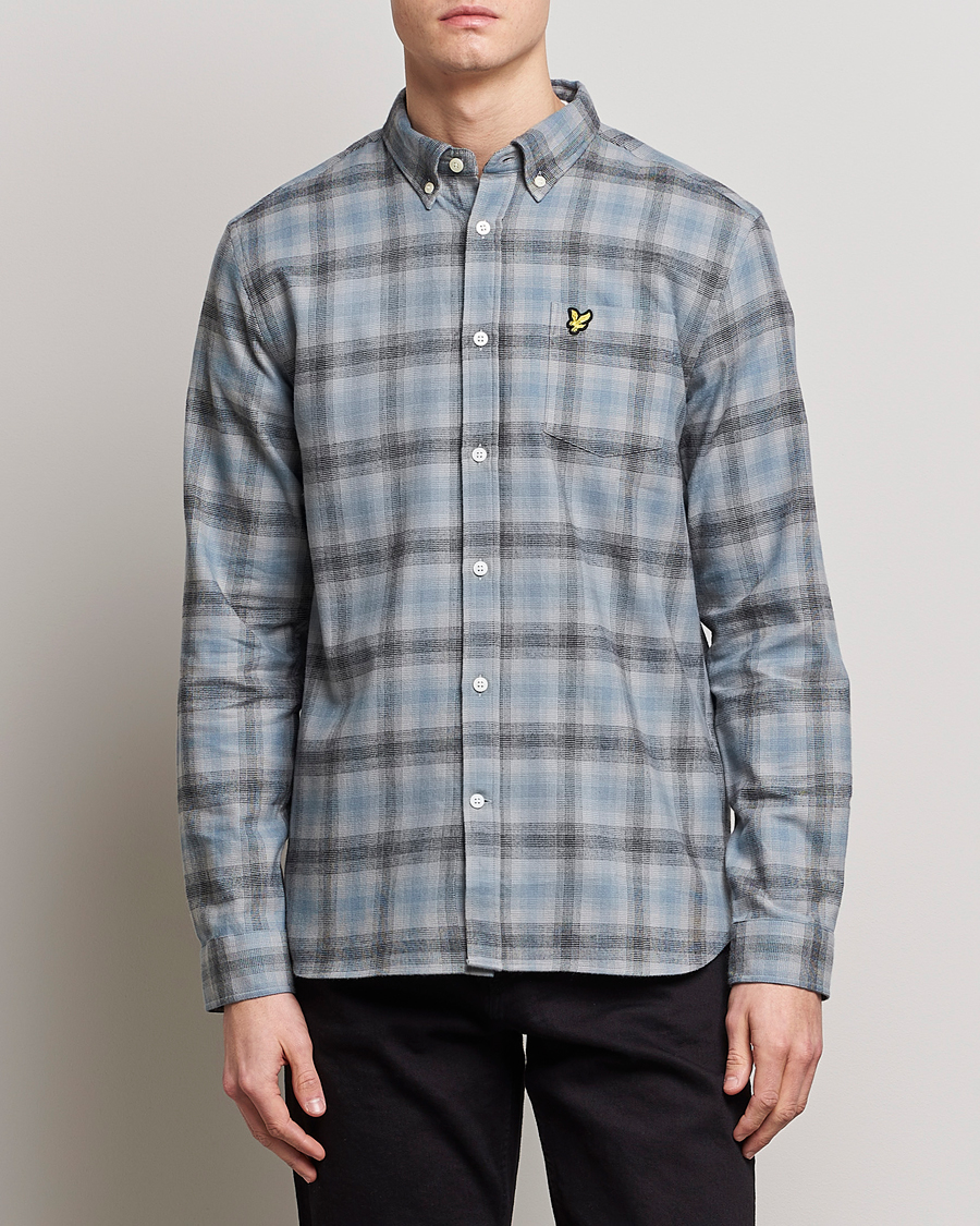 Herr | Flanellskjortor | Lyle & Scott | Button Down Flannel Shirt Cold Grey