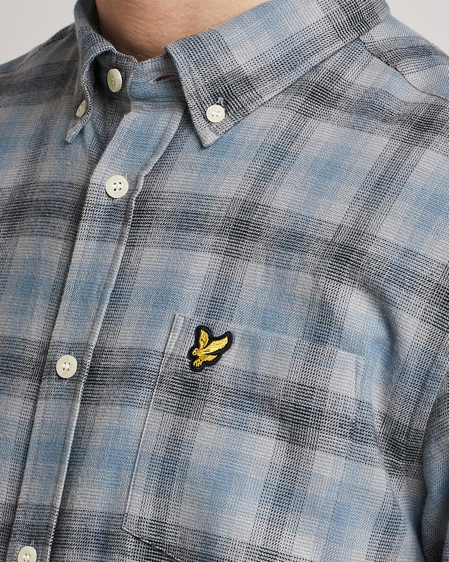 Herr | Skjortor | Lyle & Scott | Button Down Flannel Shirt Cold Grey