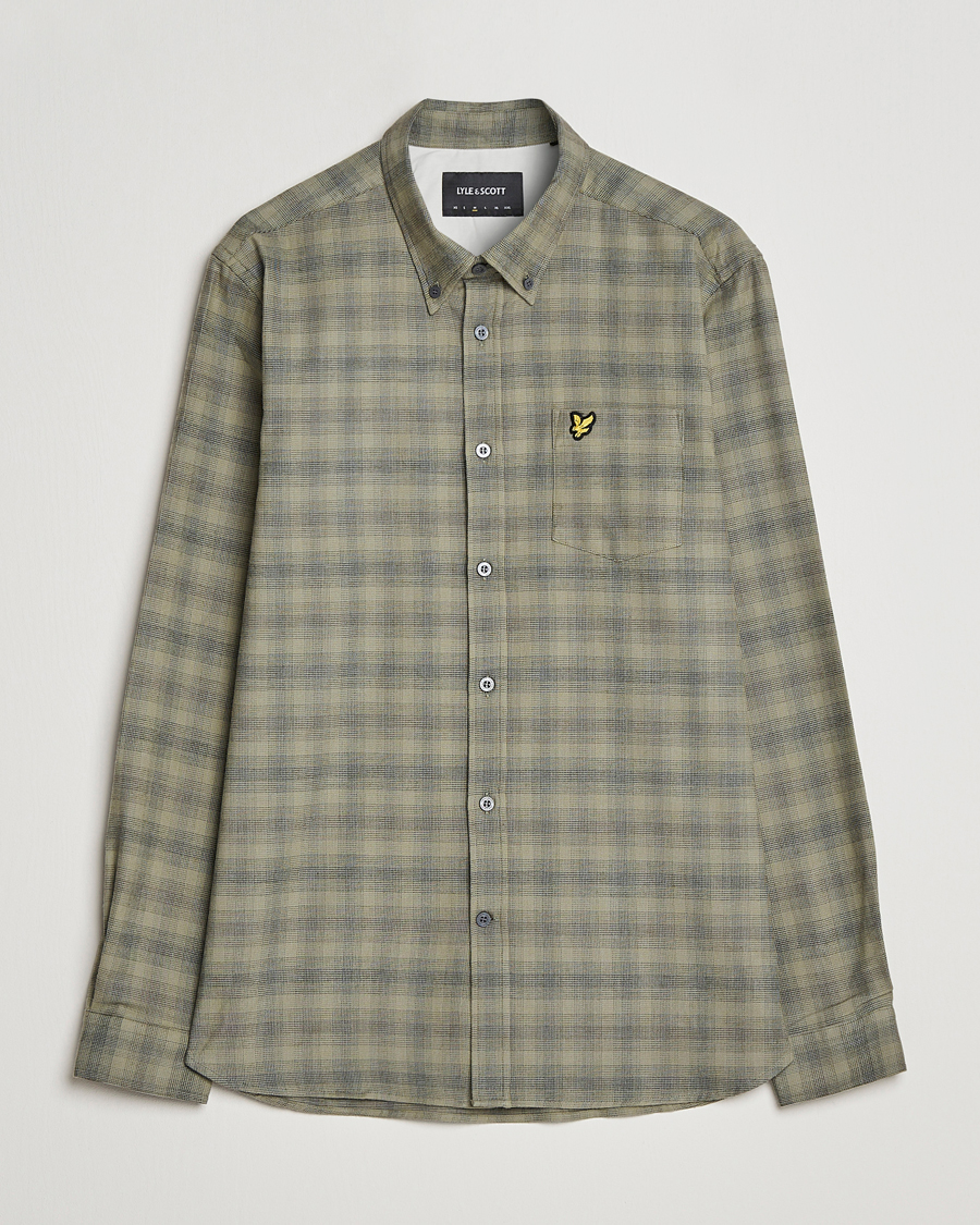 Herr | Skjortor | Lyle & Scott | Button Down Flannel Shirt Sea Weed