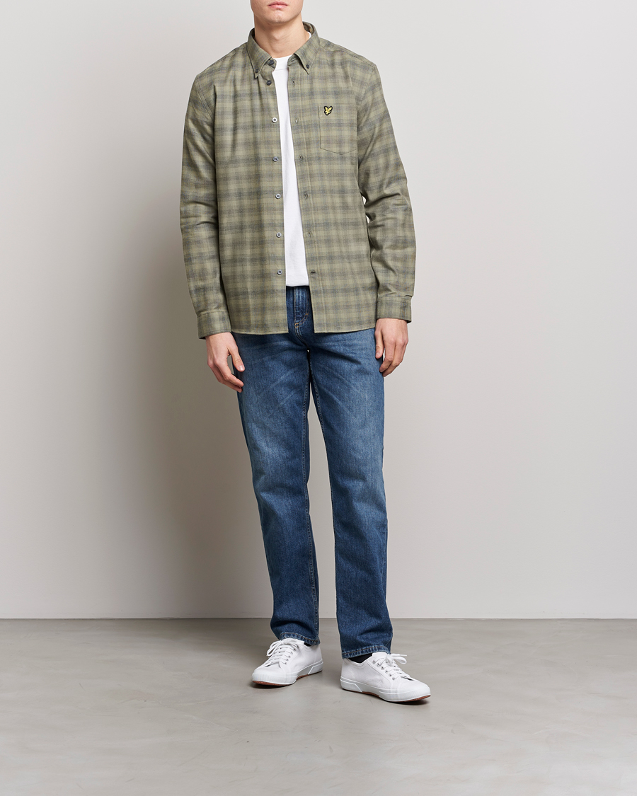 Herr | Skjortor | Lyle & Scott | Button Down Flannel Shirt Sea Weed