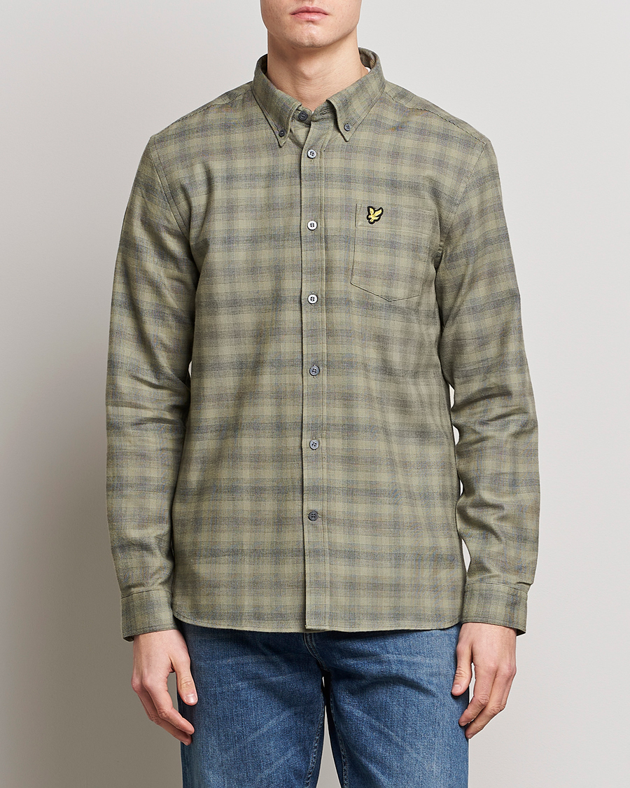 Herr | Flanellskjortor | Lyle & Scott | Button Down Flannel Shirt Sea Weed