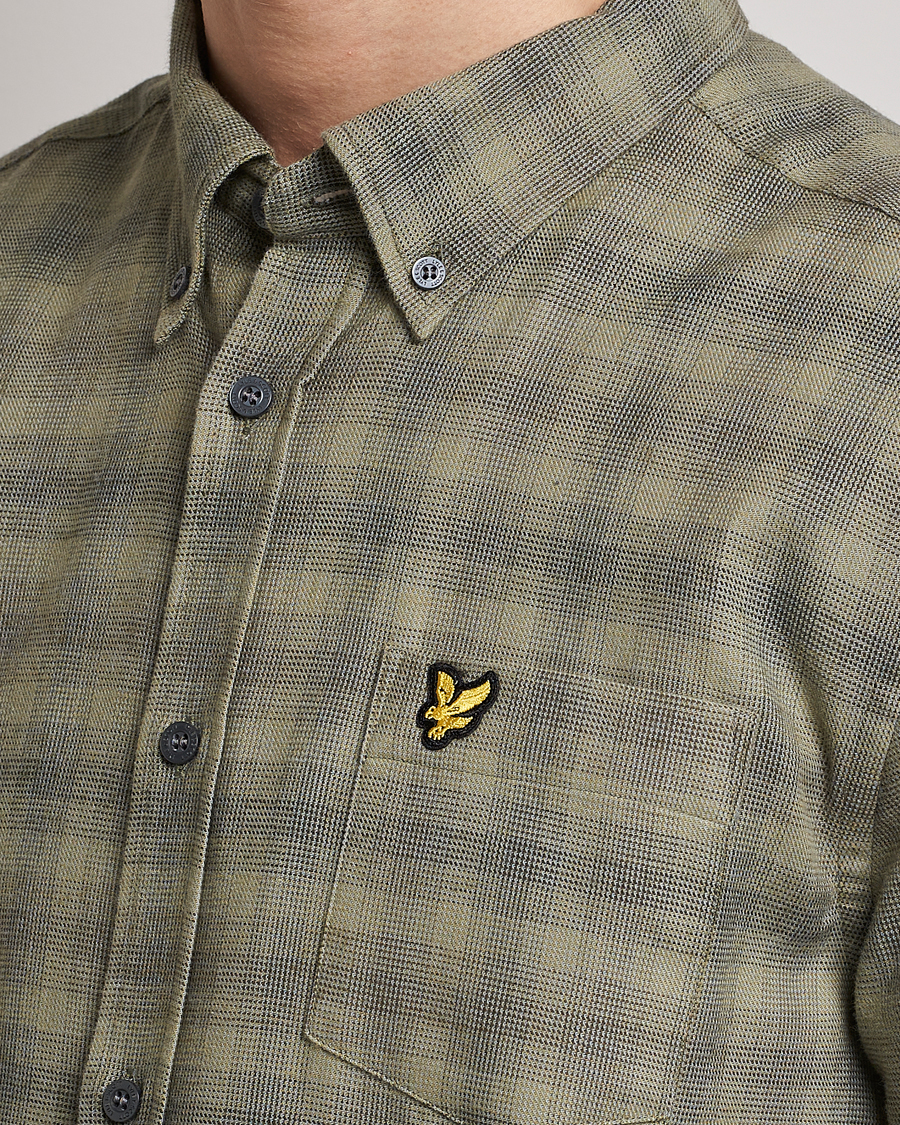 Herr | Skjortor | Lyle & Scott | Button Down Flannel Shirt Sea Weed