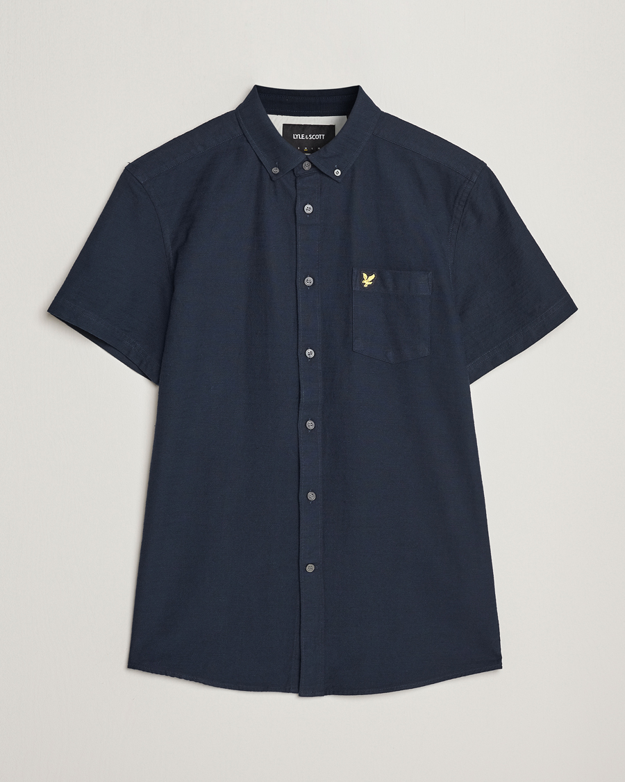 Herr | Skjortor | Lyle & Scott | Cotton Slub Short Sleeve Shirt Dark Navy