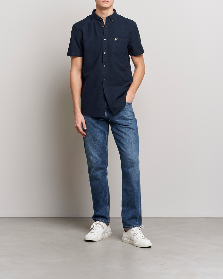 Herr | Skjortor | Lyle & Scott | Cotton Slub Short Sleeve Shirt Dark Navy