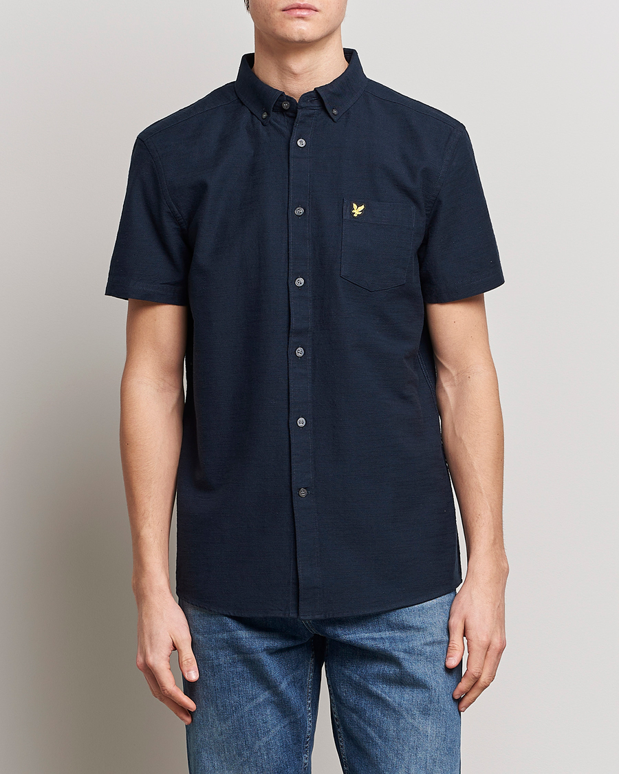 Herr |  | Lyle & Scott | Cotton Slub Short Sleeve Shirt Dark Navy