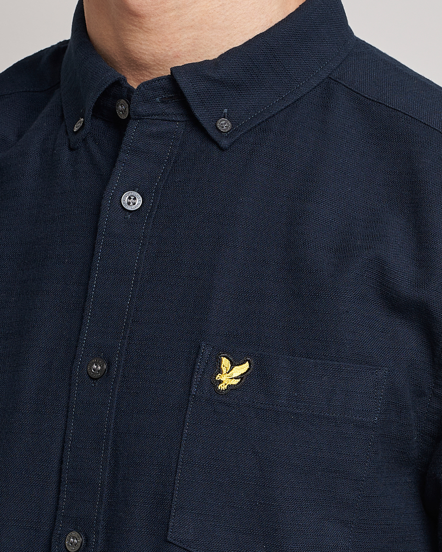 Herr | Skjortor | Lyle & Scott | Cotton Slub Short Sleeve Shirt Dark Navy