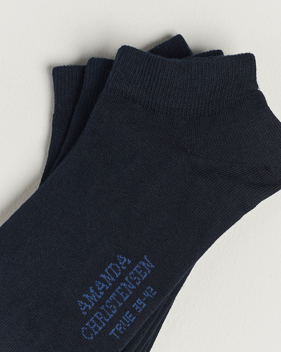 Herr | Business & Beyond | Amanda Christensen | 3-Pack True Cotton Sneaker Socks Dark Navy