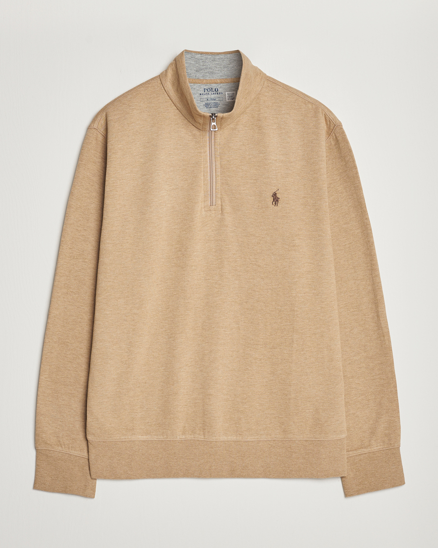 Herr | Tröjor | Polo Ralph Lauren | Tech Double Knit Half Zip Luxury Tan Heather