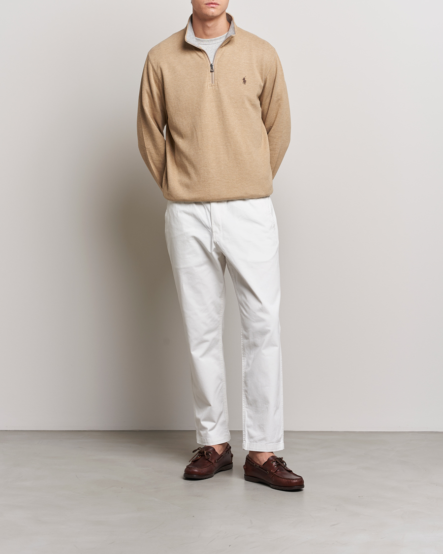 Herr | Tröjor | Polo Ralph Lauren | Tech Double Knit Half Zip Luxury Tan Heather